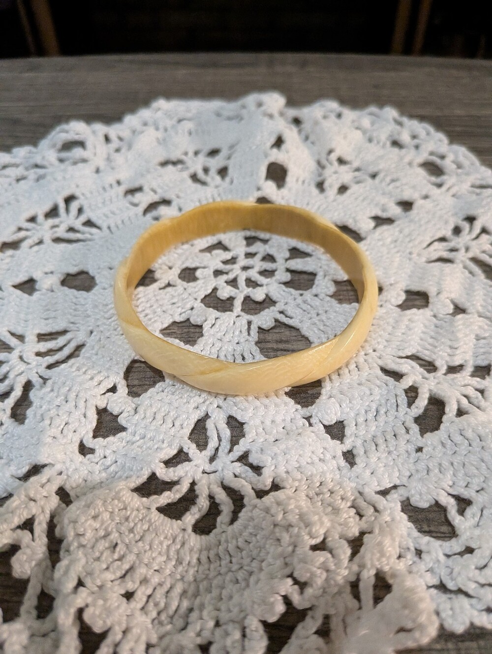 Cream Tan Twist Bangle Bracelet - Picture 2 of 6
